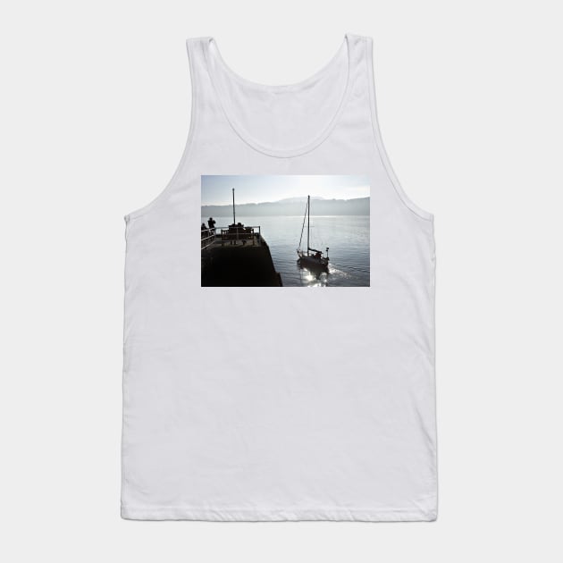 The yacht Ayesha heads out to sea from Scarborough, Yorkshire, UK Tank Top by richflintphoto